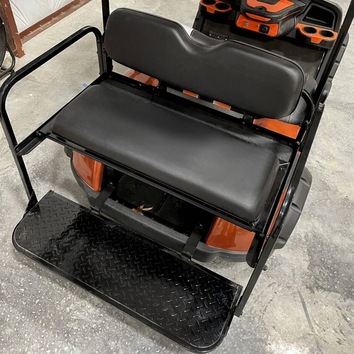 Bethesda Industrial Flip Folding Rear Seat Cushions Pad w/Roof Support For EZGO TXT 1995+ Golf Cart