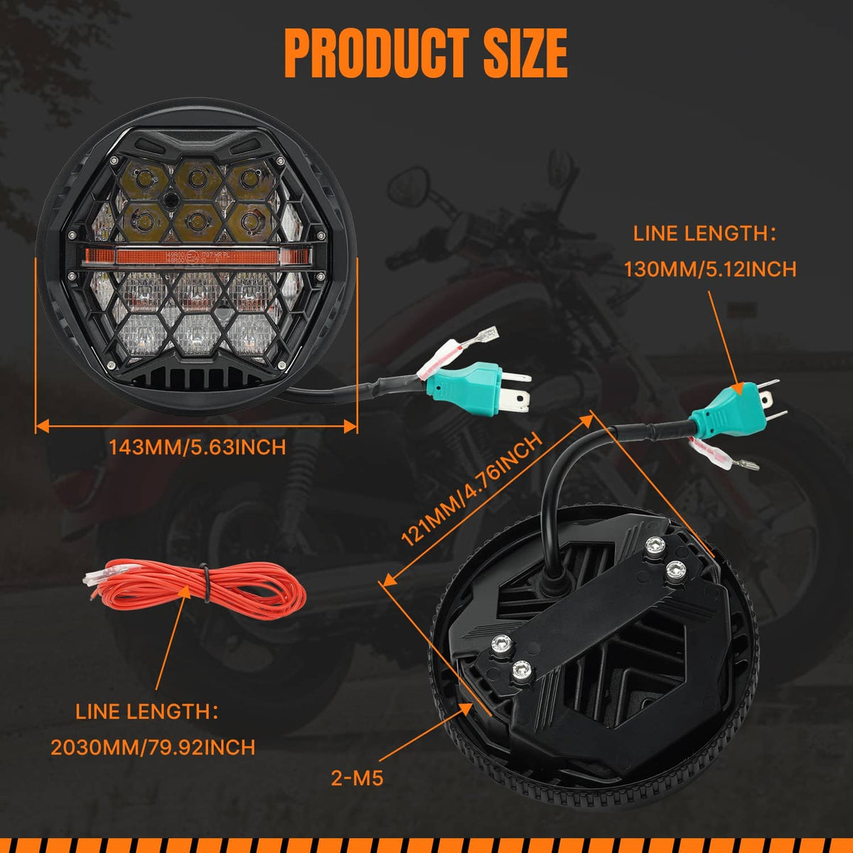 Bethesda Industrial Plug&Play 5.75'' LED Headlight with Hi/Low DRL For Harley StreetBob Super Glide