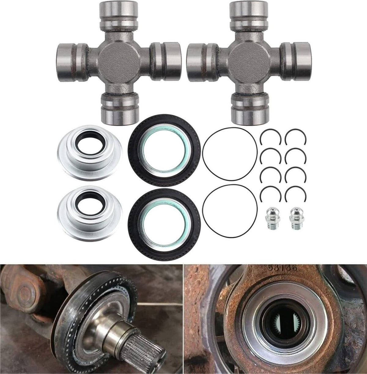 Bethesda Industrial New Front Axle Seal & Greaseable U Joint Kit for 05-14 Ford F250 F350 Super Duty
