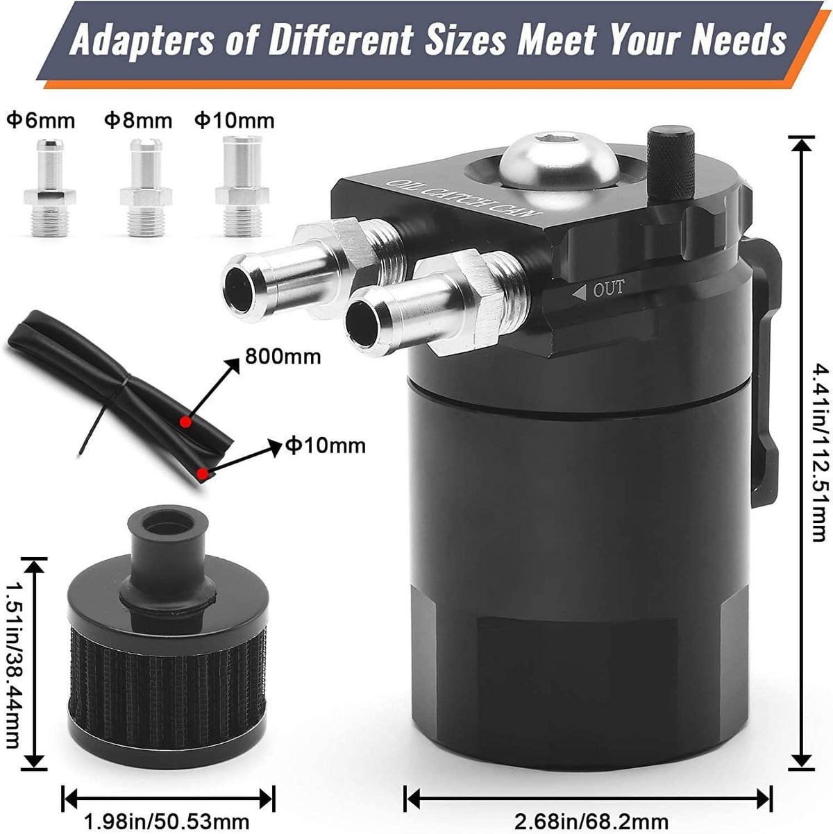 Bethesda Industrial Universal Oil Catch Can Kit Reservoir Baffled Tank with Breather Filter Aluminum