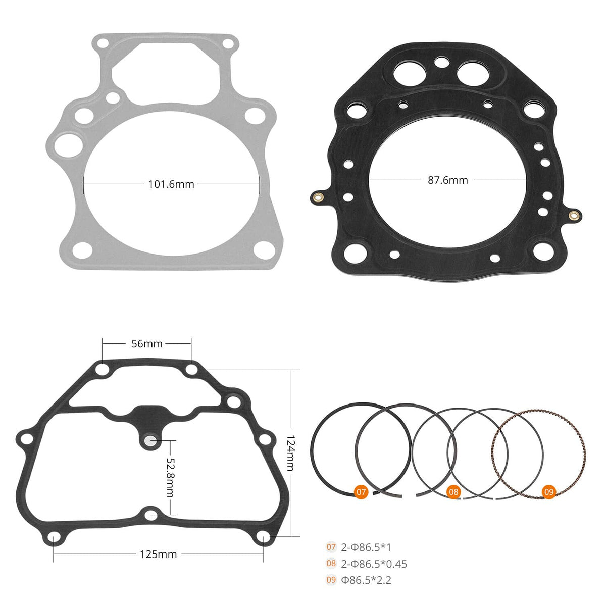 Bethesda Industrial 12100-HP7-A00 FOR TRX420 RANCHER HONDA 2007-2024 TOP END KIT W/ CYLINDER ATV