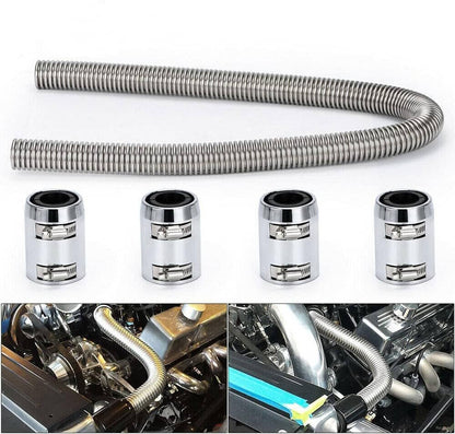 Bethesda Industrial Universal 48" Stainless Steel Radiator Flexible Coolant Water Hose W/ Caps Kit