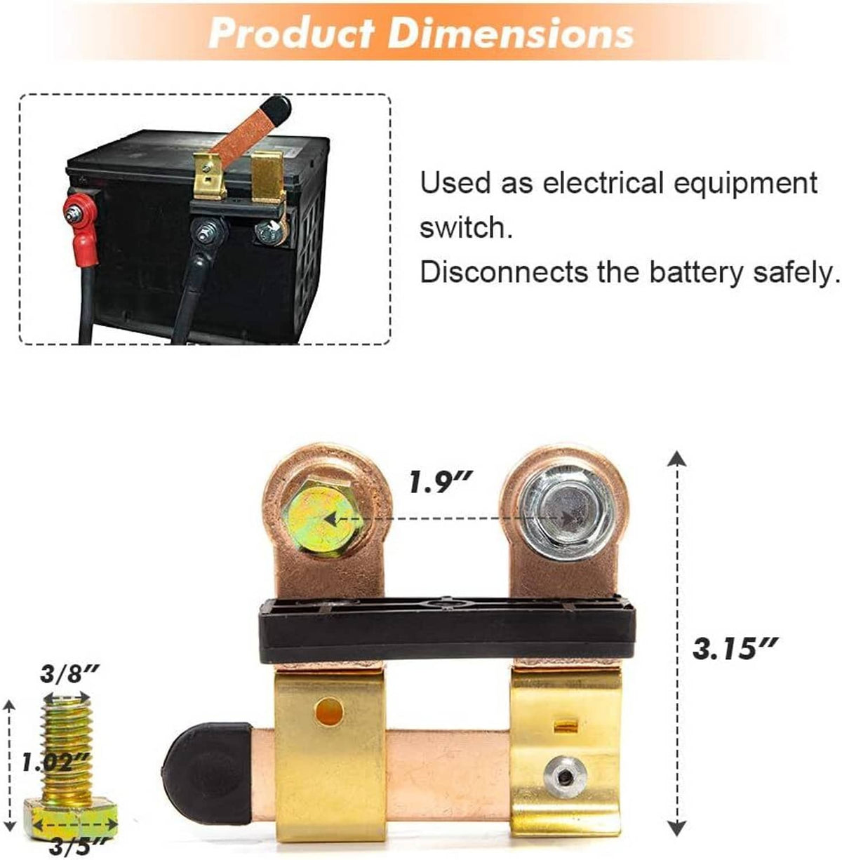 Bethesda Industrial Auto Battery Disconnect Switch Blade Side Post Terminal Car Shut Cut Off Vehicle