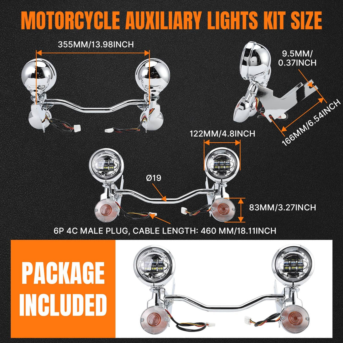 Bethesda Industrial LED Passing Fog Spot Light Turn Signal Lamp Bar Fit For Harley Road King 94-13