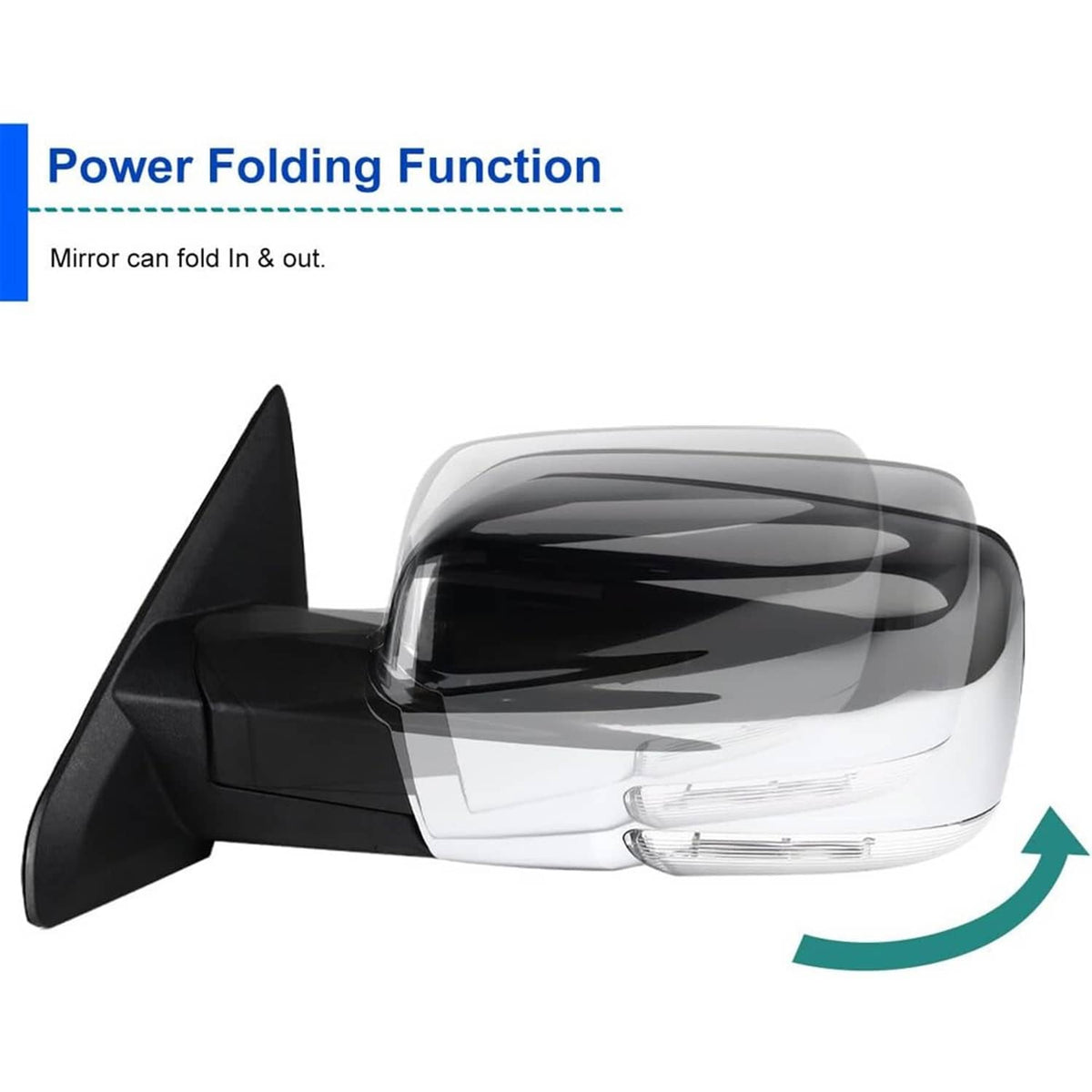Bethesda Industrial Left Side Mirror For 2013-2019 Ram 1500 Chrome Power Fold+ Heated+Temper Sensor