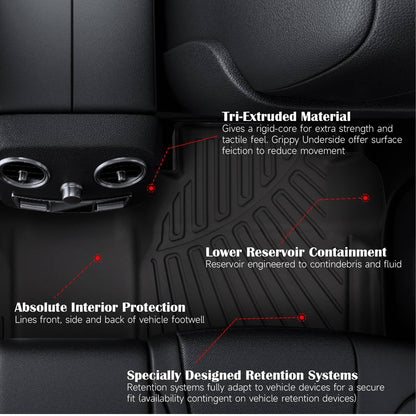 Bethesda Industrial Floor Mats for 2022-2025 Nissan Frontier Crew Cab All Weather TPE 3PCS Liner Set