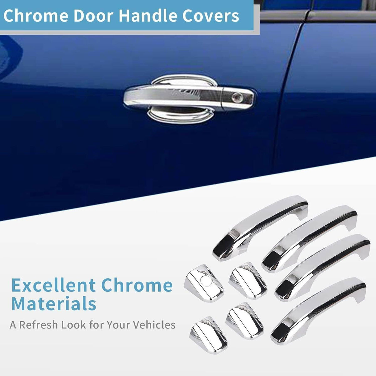 Bethesda Industrial 4Pcs Chrome Exterior Door Handle For 2014-2017 Chevrolet Silverado 1500 22923598