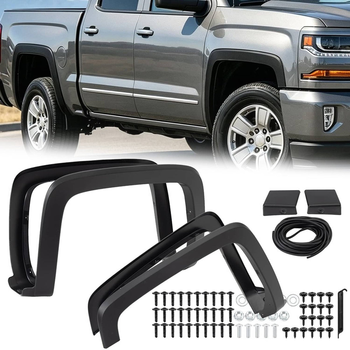 Bethesda Industrial 4x Fender Flares for Chevrolet Silverado 1500 2500HD 3500HD Front & Rear Side