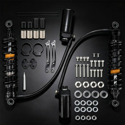 Bethesda Industrial Upgraded Remote Reservoir Rear Suspension Shocks Set For Harley Road Glide King