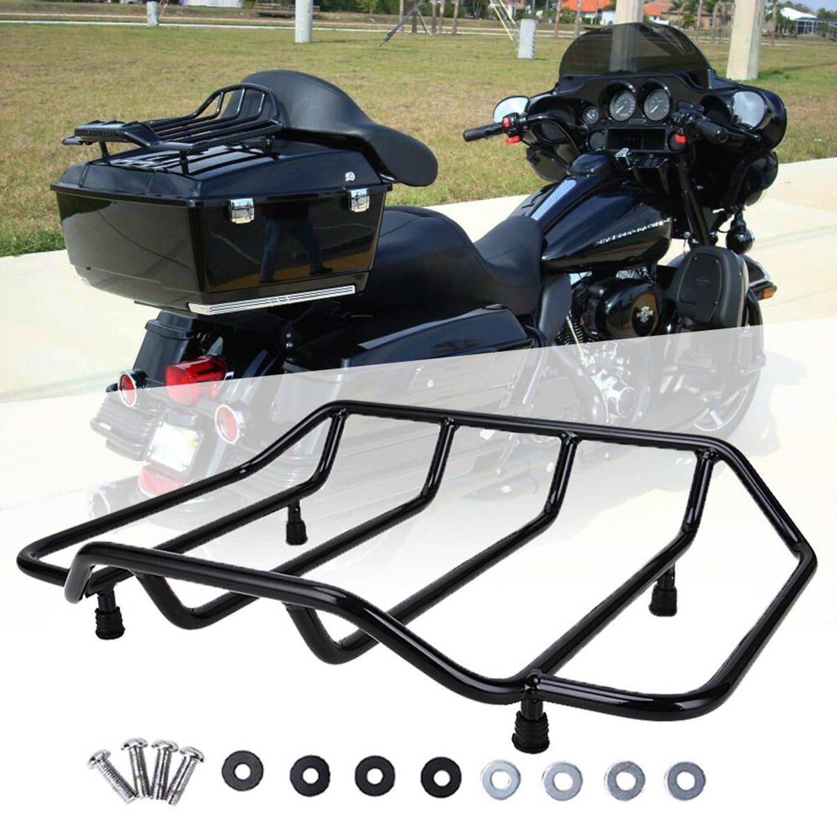 Bethesda Industrial Motorcycle Luggage Rack Trunk Pack Fit For Harley Touring Street Road Glide