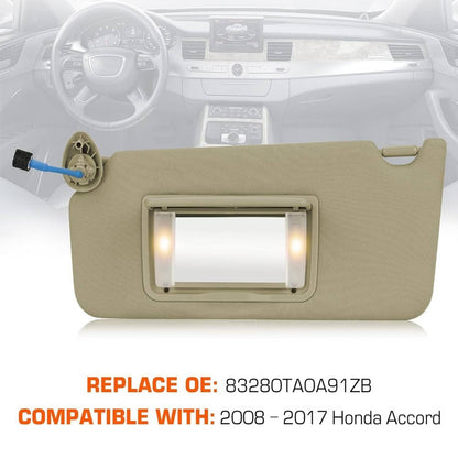 Bethesda Industrial Left Driver Side Sun Visor w/ Light & Mirror For 2008-2017 Honda Accord Beige