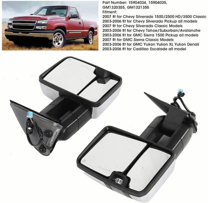 Bethesda Industrial Chrome Tow Mirror Power Heated Extend For 2003-07 Silverado Sierra Suburban 1500