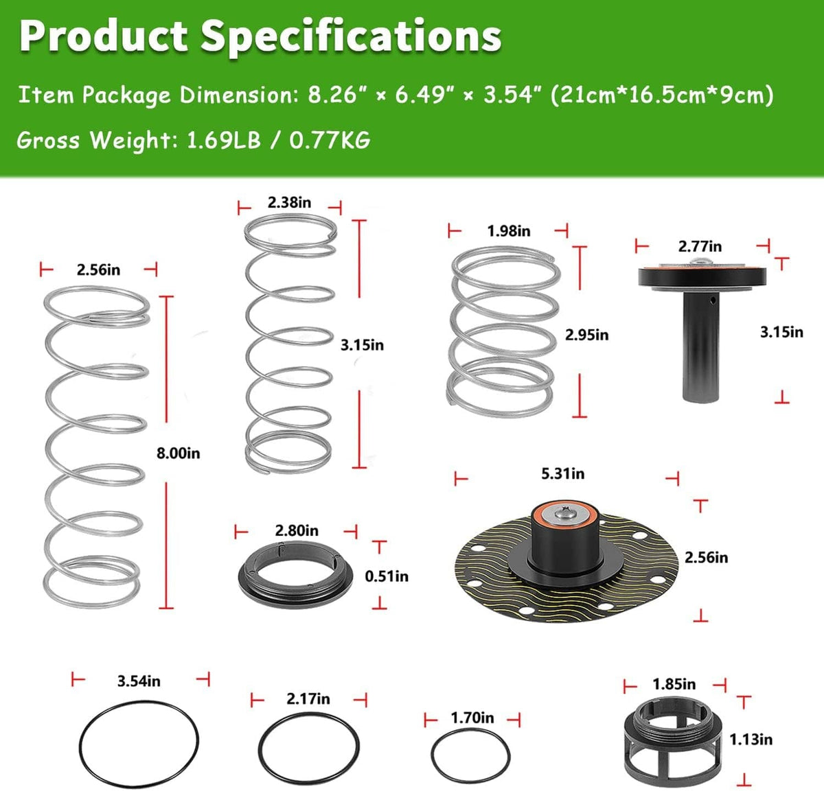 Bethesda Industrial 1-1/4"-2" Complete Repair Kit For Zurn Wilkins Backflow Preventer 975XL & 975XL2