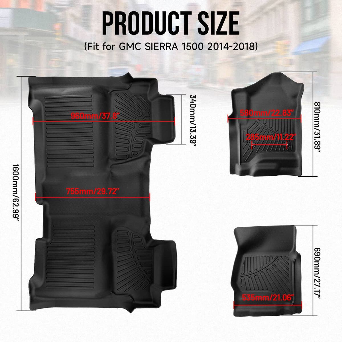 Bethesda Industrial For 2015-19 Silverado/Sierra 2500/3500 Crew Cab 1st & 2nd Row Floor Mats Set