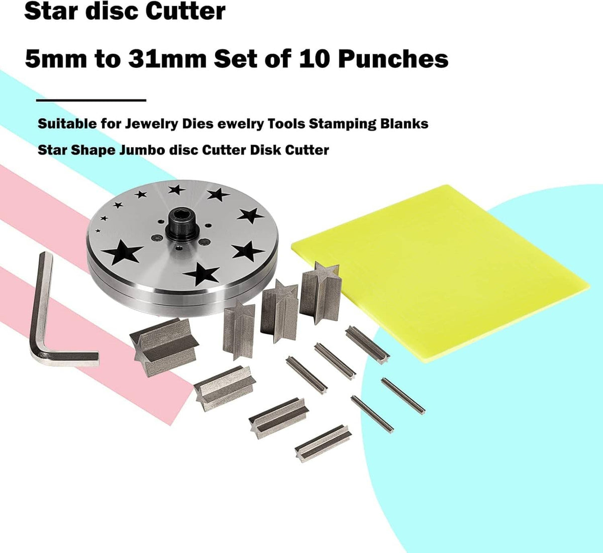 Bethesda Industrial Disc Cutter 5mm to 31mm With 10 Punches For Star Shapes Stamping Blanks Star