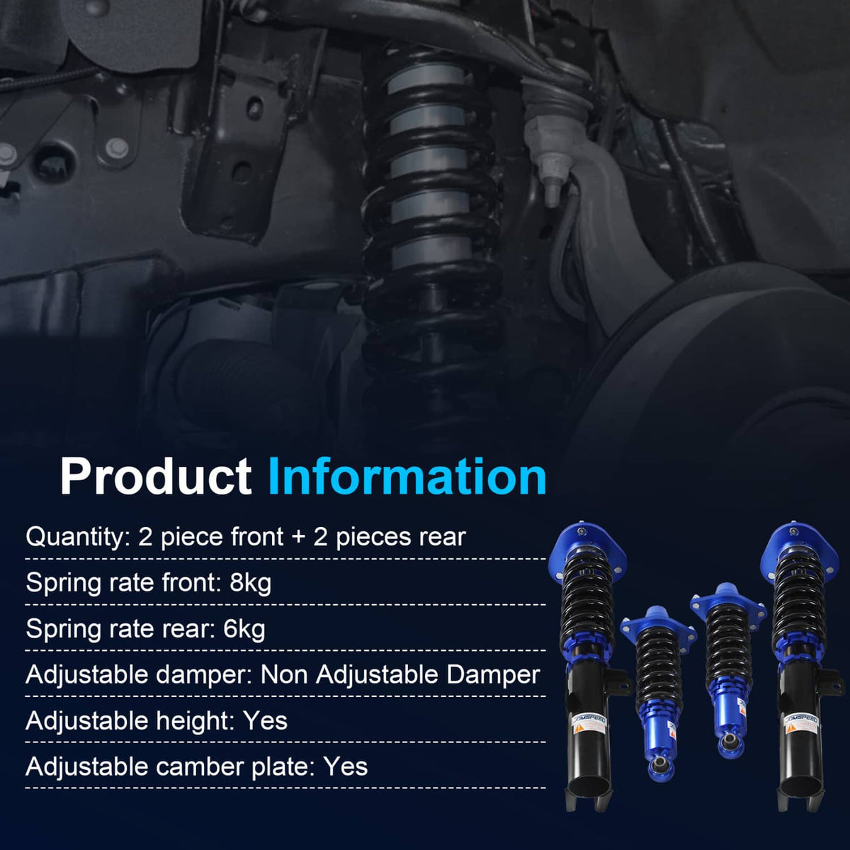 Bethesda Industrial Front & Rear Suspension Coilover Struts Coils Shocks Kit For Scion TC 2005-2010
