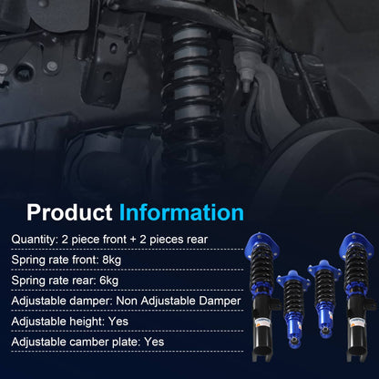 Bethesda Industrial Front & Rear Suspension Coilover Struts Coils Shocks Kit For Scion TC 2005-2010