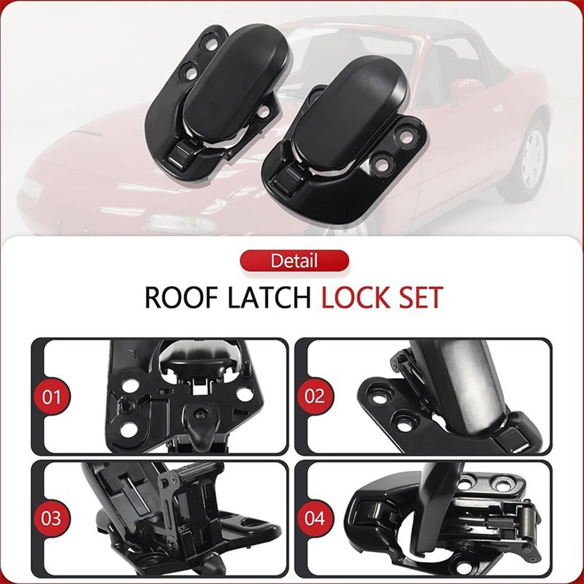 Bethesda Industrial Left & Right Soft Top Convertible Roof Latch Lock Set For 1990-2003 Mazda Miata