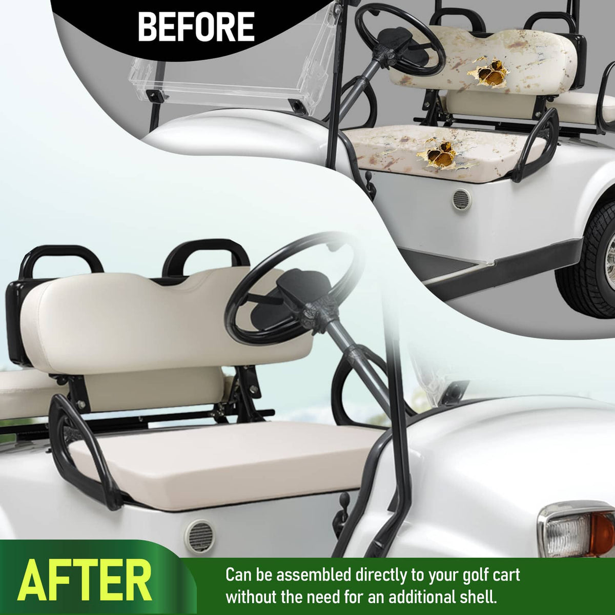 Bethesda Industrial Golf Cart White Seat Bottom Assembly For EZGO Marathon Pre-Medalist 1973-1994