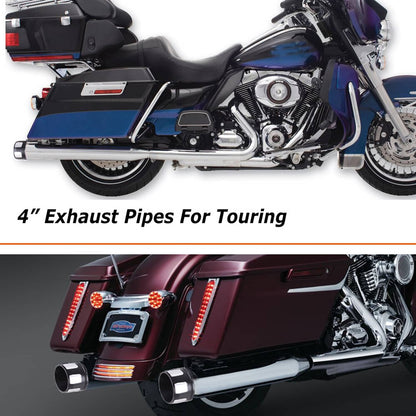 Bethesda Industrial Chrome Megaphone Slip-On Exhaust Pipes Mufflers For 1995-16 Harley Street Glide