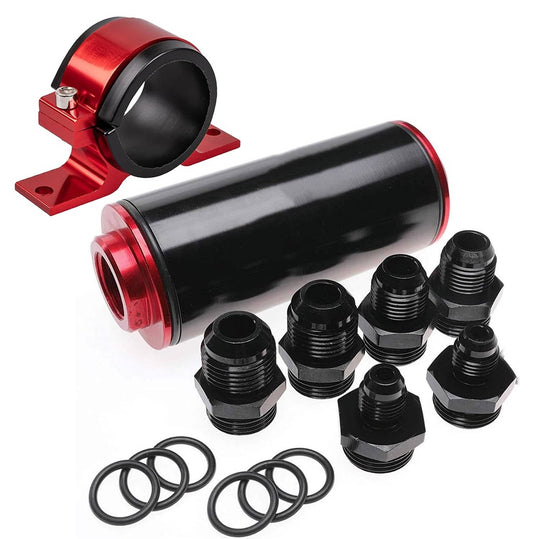 Bethesda Industrial High Flow Inline Fuel Filter 100 Micron Cleanable AN6 AN8 AN10 Adapter Universal