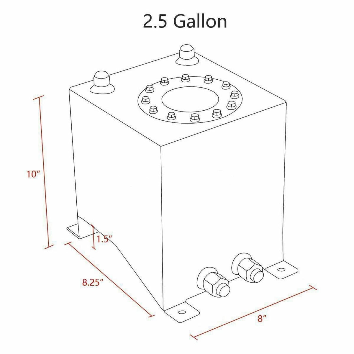 Bethesda Industrial 2.5 Gallon Aluminum Racing Drift Fuel Cell Gas Tank & Level Sender Universal