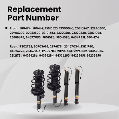 Bethesda Industrial 4Pcs Shocks Strut Assys Front and Rear W/ Electric for 2013-2019 Cadillac XTS