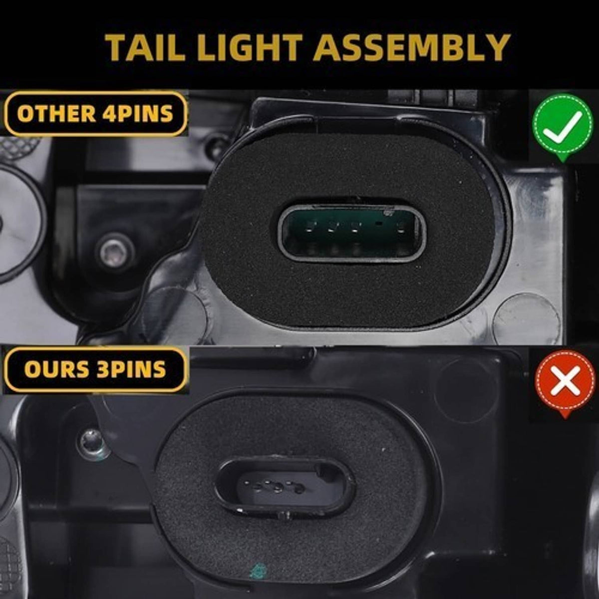 Bethesda Industrial 4Pins Left LED Tail Light Assembly For 2019-2024 Tesla Model Y Rear Driver Side