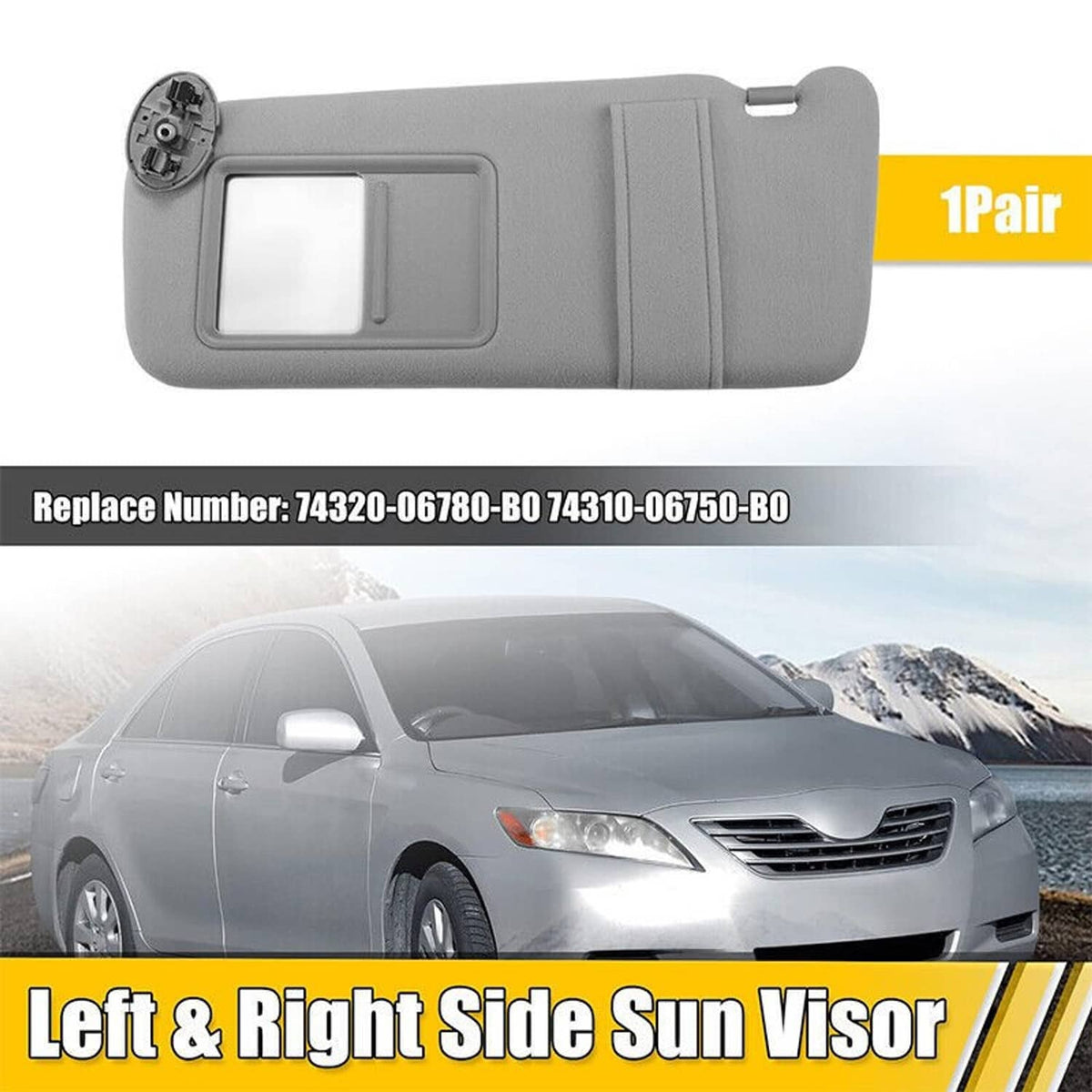Bethesda Industrial Pair Sun Visor Left & Right Side With Sunroof Gray For Toyota Camry 2007-2011