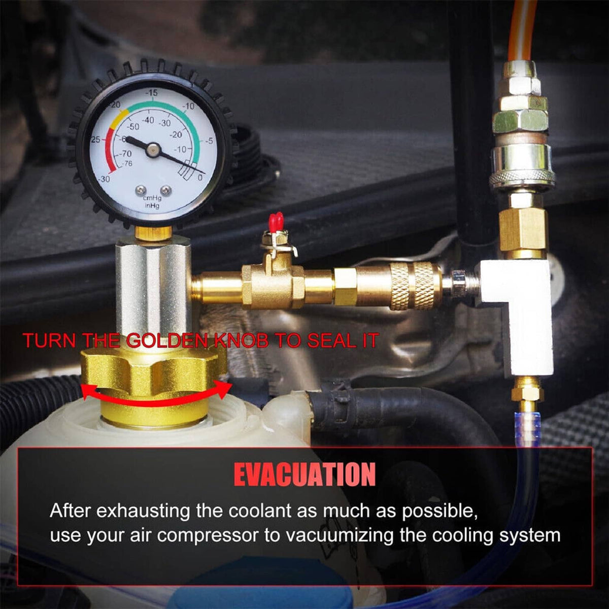 Bethesda Industrial Auto Coolant Vacuum Kit Cooling System Vacuum Radiator Kit Refill & Purging Tool