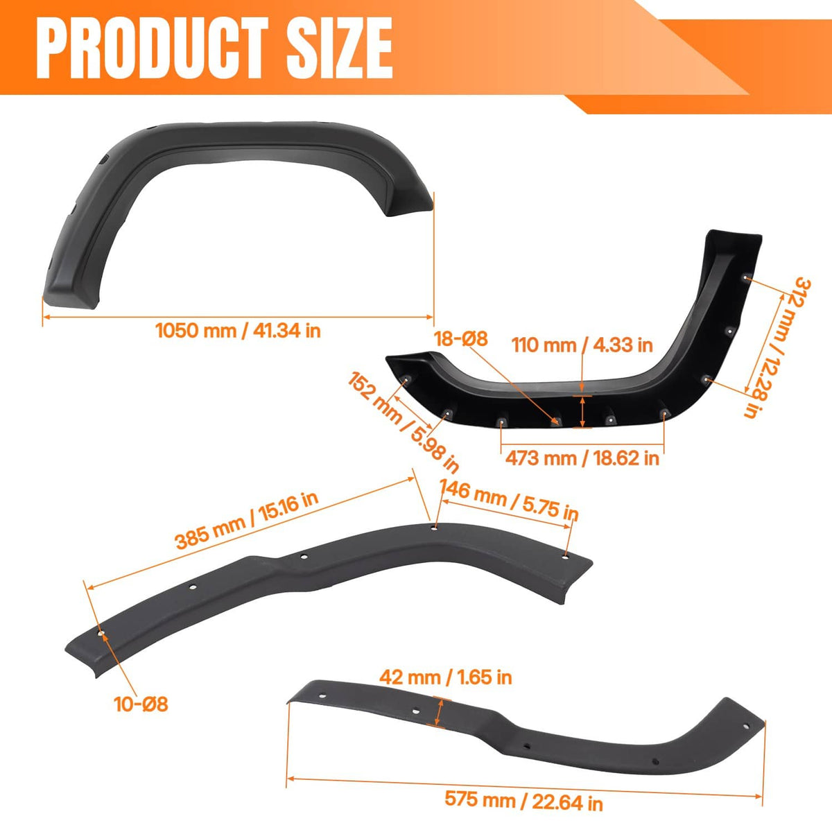 Bethesda Industrial Front & Rear Fender Flares For Jeep Cherokee XJ(4DR) Sport Utility 1984-2001