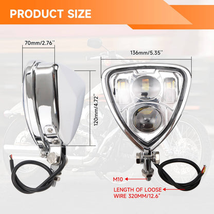 Bethesda Industrial Triangle Motorcycle Headlight Head lamp for Harley Motorcycle Chopper Cafe Racer