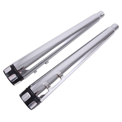 Bethesda Industrial Chrome Megaphone Slip-On Exhaust Pipes Mufflers For 1995-16 Harley Street Glide