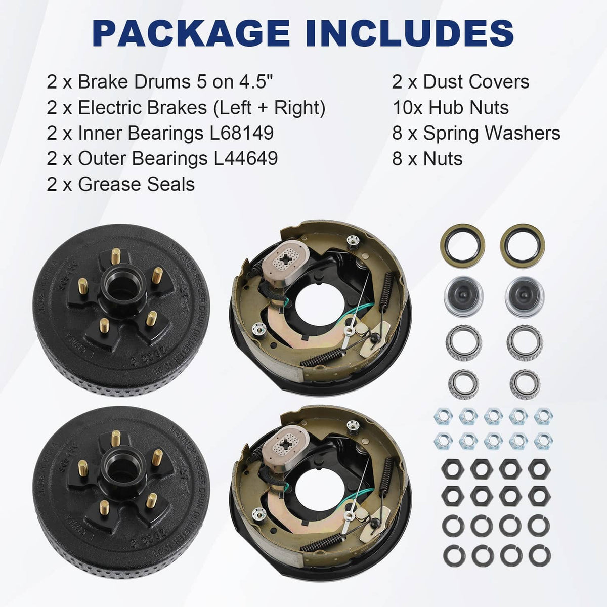 Bethesda Industrial NEW Electric Trailer Brake 10" x 2-1/4" & 5 on 4.5" Hub Drum Kit for 3500 lbs