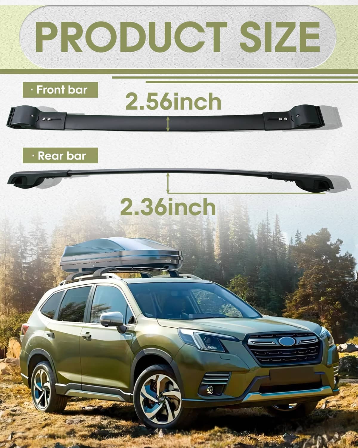 Bethesda Industrial Pair Black Aluminum Cross Bars Roof Racks Rail Fit for 2014-2024 Subaru Forester