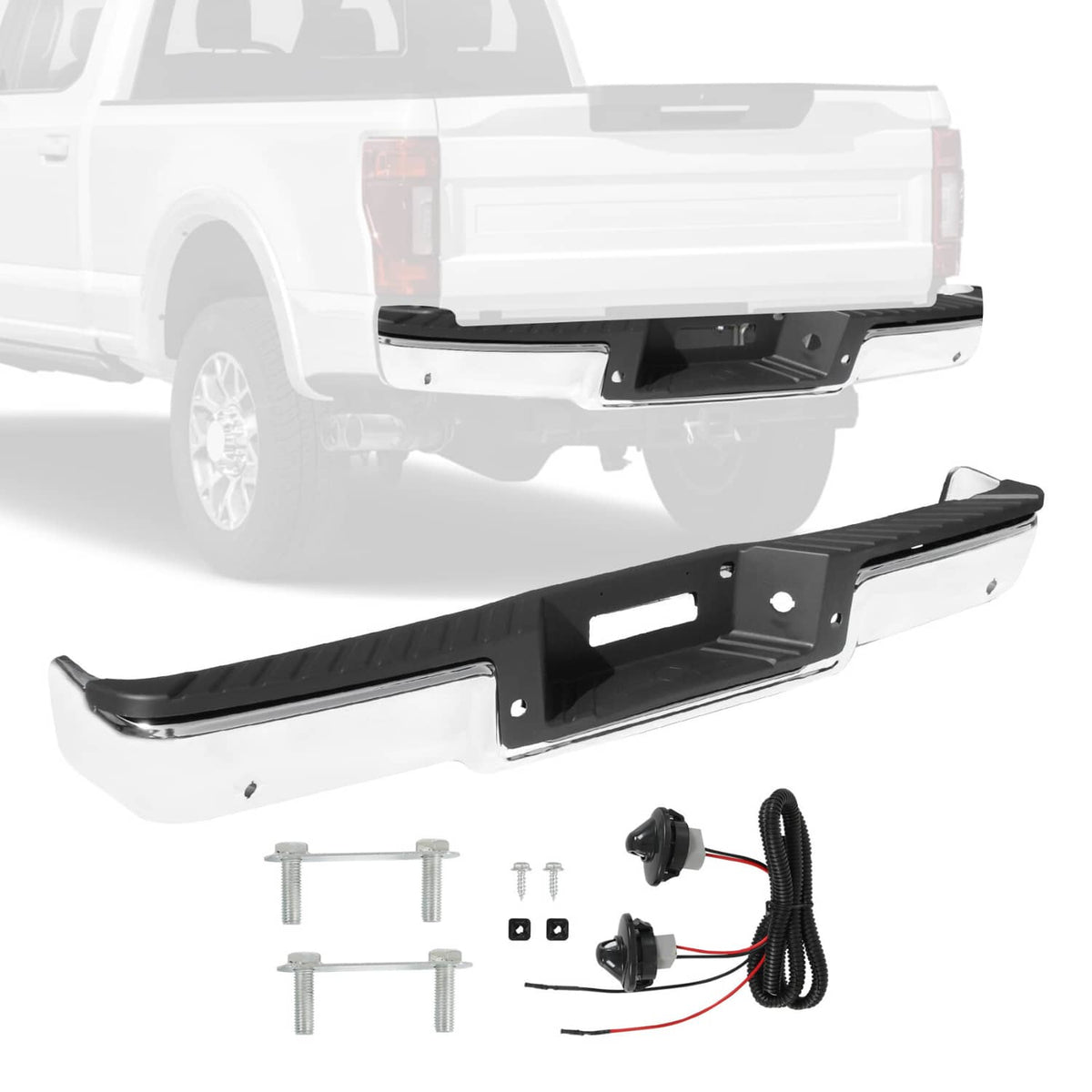 Bethesda Industrial Chrome Rear Bumper Assembly For 2006-2008 Ford F150 F250 Step Bumper w/ Hole