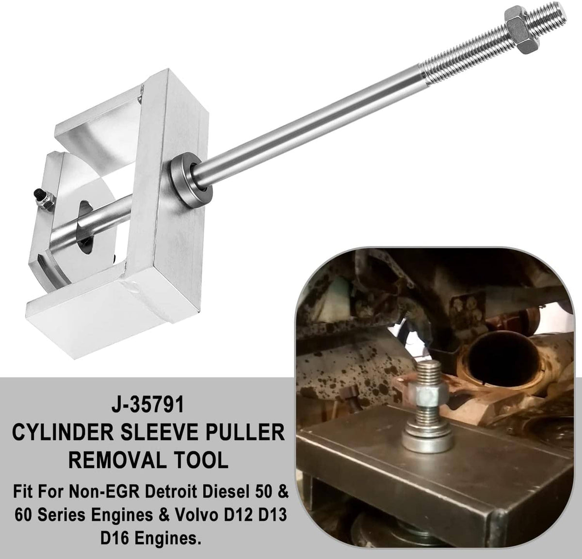 Bethesda Industrial J-35791 Cylinder Liner Puller Sleeve Remover Tool for Detroit Diesel DD60 DD50