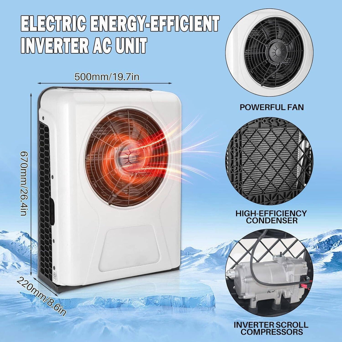 Bethesda Industrial 12V 12000BTU Truck Cab Air Conditioner Split AC For Semi Trucks Bus RV Caravan