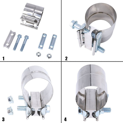 Bethesda Industrial 3inch Lap Joint Exhaust Band Clamp Muffler Sleeve Coupler Stainless Steel 2Pcs