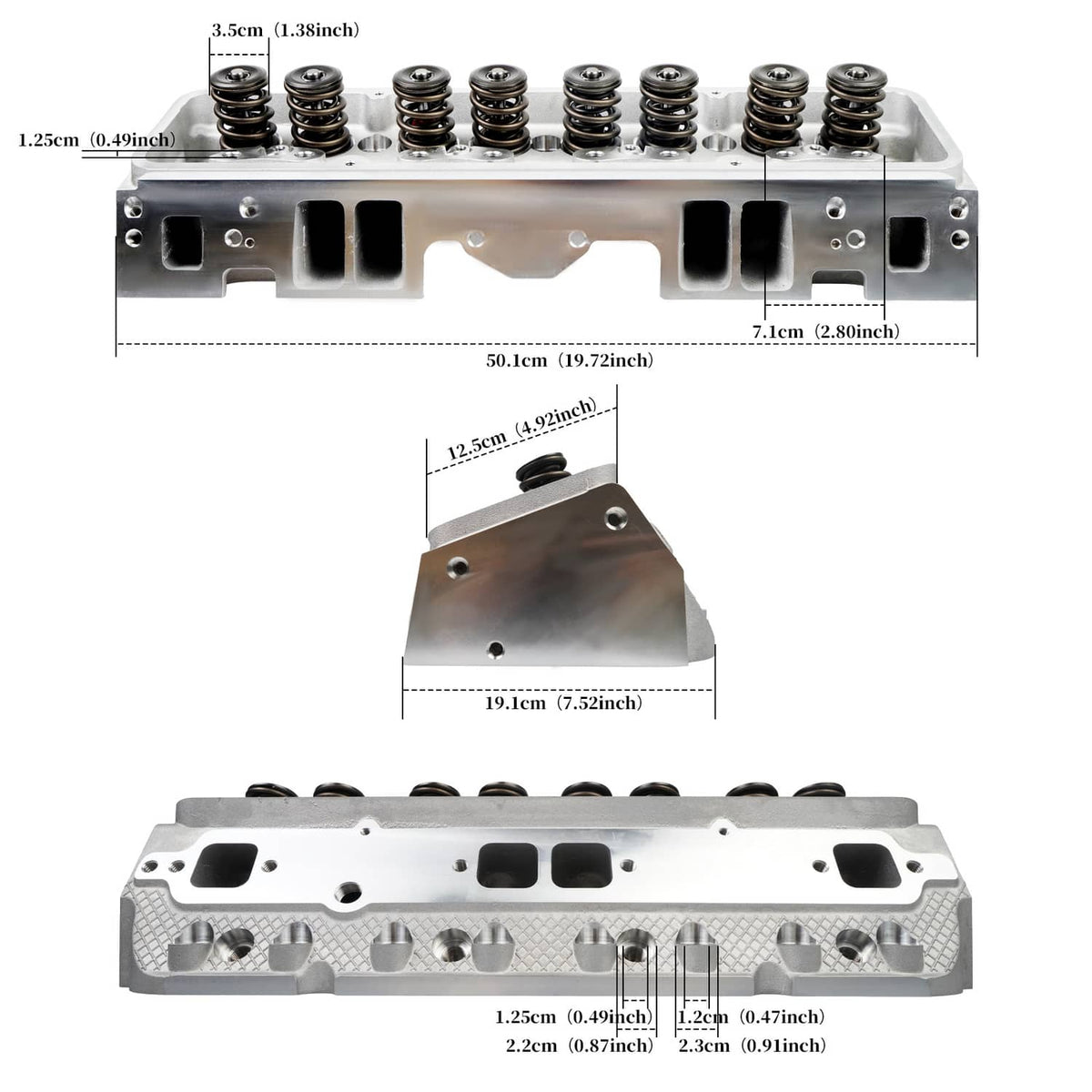 Bethesda Industrial Complete Aluminum Cylinder Head For SBC Chevy 350 190cc 64cc 2.02/1.60 Angle