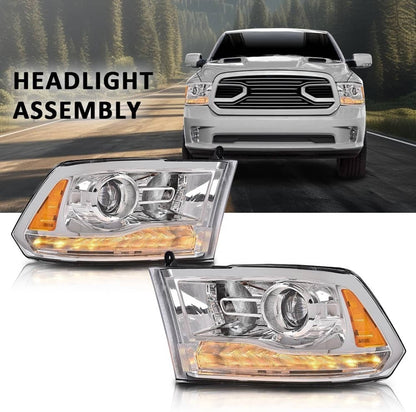 Bethesda Industrial Fit For 2009-2018 Dodge Ram 1500 2500 3500 Chrome Projector Headlights w/LED DRL