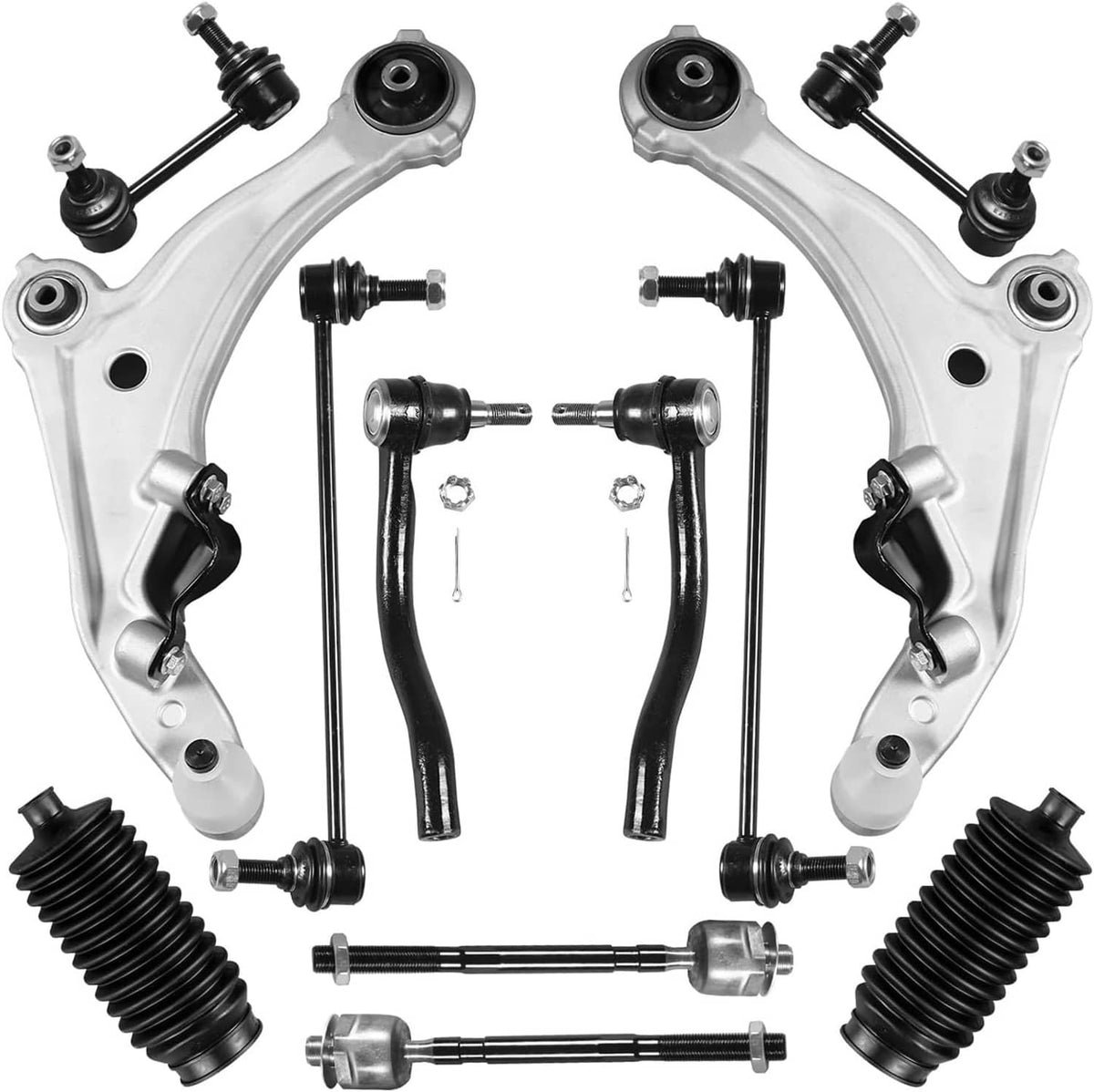 Bethesda Industrial 12Pcs Front Lower Control Arm Tie Rod Sway Bar Kit For 2009-2014 Nissan Maxima