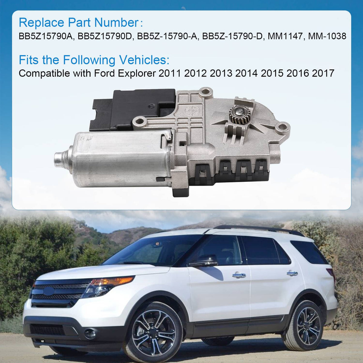 Bethesda Industrial New Left or Right Sunroof Moon Roof Motor for Ford Explorer 2011-2017 BB5Z15790A
