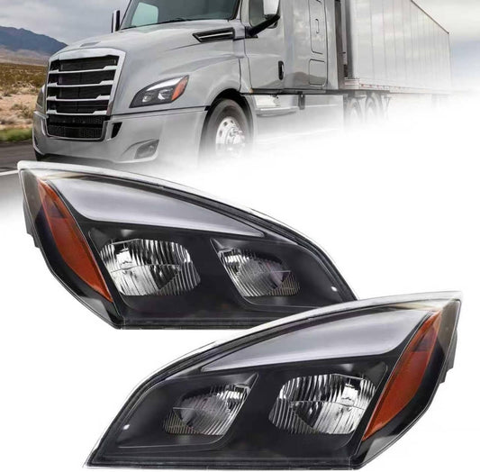 Bethesda Industrial Pair New Full LED Headlights Headlamps For 2018-2022 Freightliner Cascadia Black