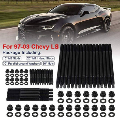 Bethesda Industrial Black Cylinder Head Stud Kit For 97-03 Chevy LS1 LQ9 LS6 4.8L 5.3L 6.0L Engines