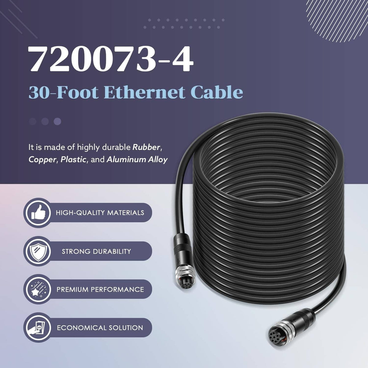 Bethesda Industrial Replace for Humminbird 720073-4 Boat Ethernet Cable AS EC 30E Ethernet Cord 30ft