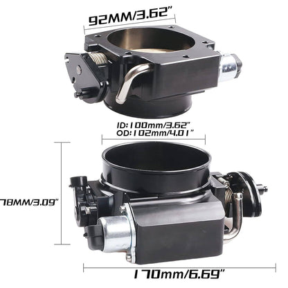 Bethesda Industrial Black 92mm Throttle Body+TPS IAC Adapter Plate for Chevy GM III LSX LS LS1 LS2