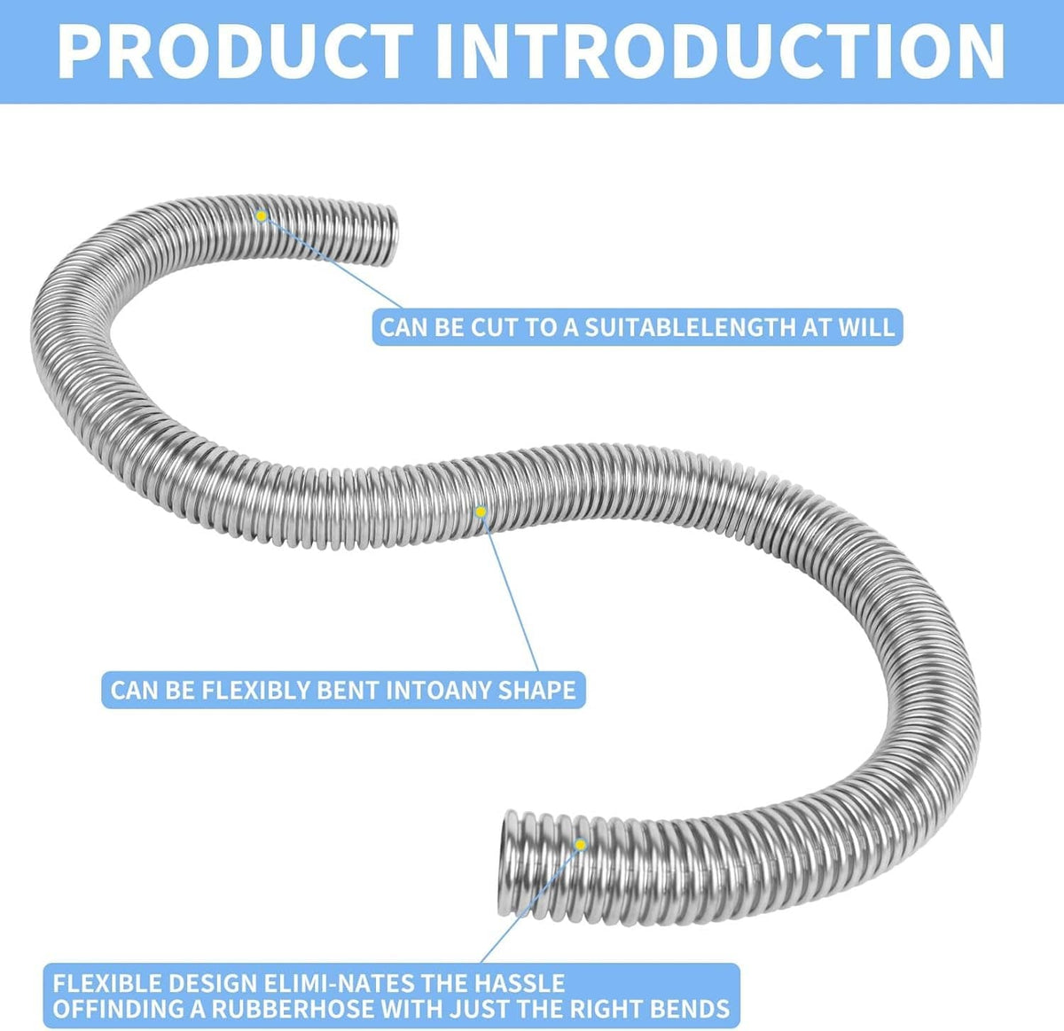 Bethesda Industrial Universal 48" Stainless Steel Radiator Flexible Coolant Water Hose W/ Caps Kit