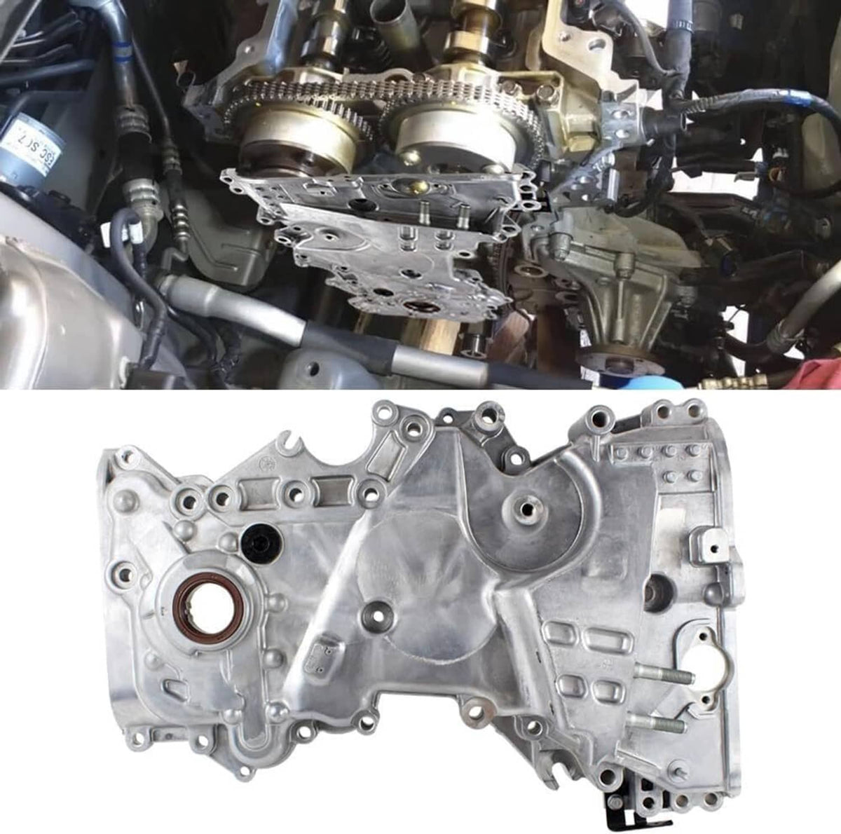 Bethesda Industrial Silver Engine Oil Pump Timing Chain Cover Fit for 2017-2020 Hyundai Elantra 2.0L