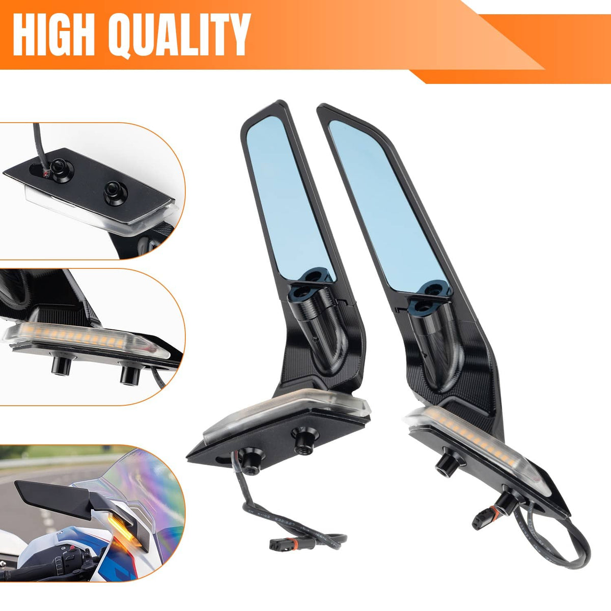Bethesda Industrial CNC Aluminum Adjustable Wind Wing Side View Mirrors For BMW S1000RR 2019-2026